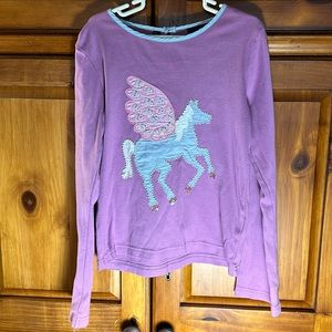 Mini Boden Girls Purple Long Sleeve Unicorn Shirt